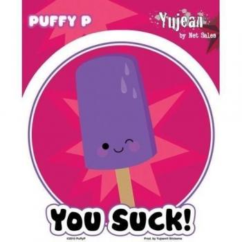 Puffy P - Winking Popsicle Suck etiqueta Sticker - 4.75 X 5 - Weather Resistant, Long Lasting for Any Surface