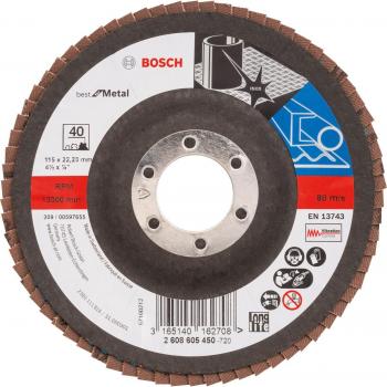Disco de Láminas Bosch X431 Best for Metal 115x22,23mm Grano 40 Caja de 10 Unidades