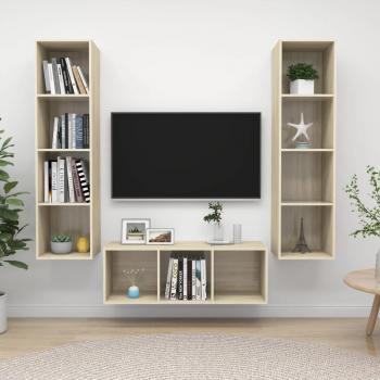 vidaXL Juego de muebles de salón 3 piezas madera de ingeniería