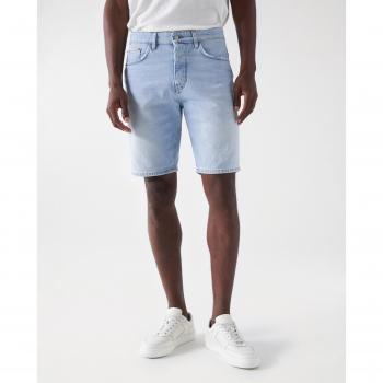 Pantalón corto de hombre liso color azul claro Salsa Jeans - Shorts vaqueros regular fit