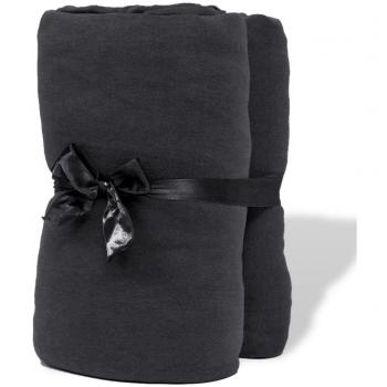 vidaXL 2 Fundas de algodón gris antracita para colchón 90x190-100x200 cm