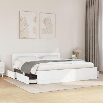 Estructura de cama con cabecero sin colchón blanca 180x200 cm