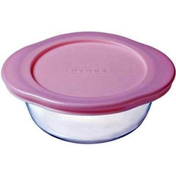 Recipiente de Alimentos Pyrex para Bebés Redondo 0.35 L de Vidrio Transparente con Tapa Rosa