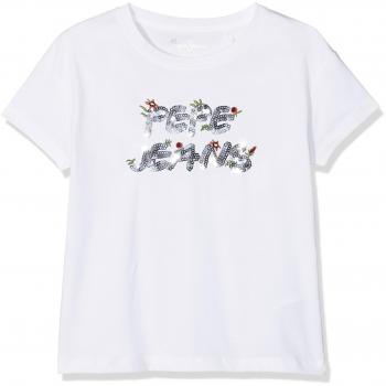 Pepe Jeans Cleo Jr, Camiseta para Niñas, Blanco