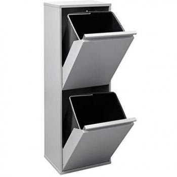 Arregui Basic Cubo de Reciclaje de Acero con 2 Compartimentos y 2 Cubetas, Plata