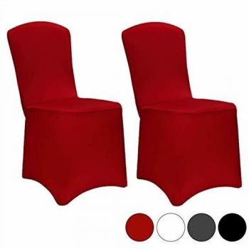 Set de 2 fundas elásticas para sillas color burdeos, ideales para bodas, fiestas y eventos
