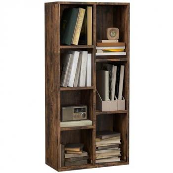 HOMCOM Estantería para Libros de Madera con 7 Compartimentos de Almacenaje, Dimensiones 50x24x106 cm, Color Marrón Rústico, Ideal para Sala de Estar, Dormitorio y Oficina