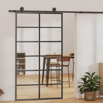 Black ESG Glass and Aluminium Sliding Door 102x205 cm