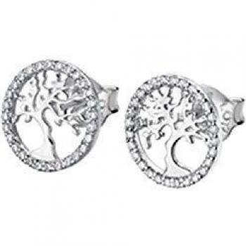 Pendientes de Plata Lotus Silver con Diseño Árbol de la Vida para Mujer, Modelo LP1778-4/1, Color Blanco, Talla Única