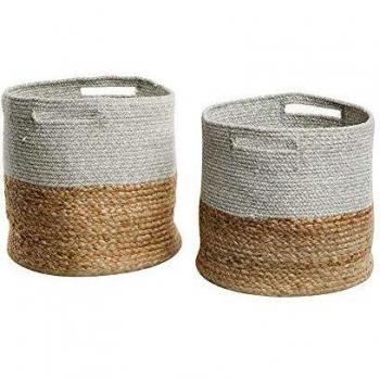 Beliani Conjunto de 2 canastas Beige/Gris NAULLA