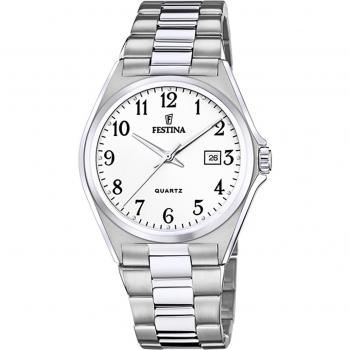 Reloj Festina Classics F20552/1 para Hombre con Esfera Blanca y Correa de Acero Plateado