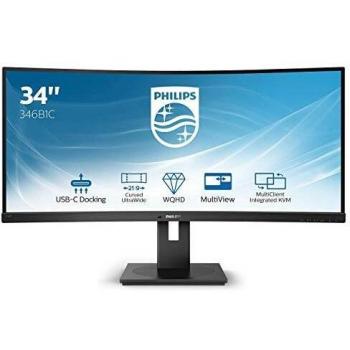 Philips 346B1C- 34 inch WQHD Curved Monitor, 100Hz, 4ms, VA, USB-C dock, KVM, Height Adjust, Speakers, PowerSensor