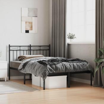 Cabecero de metal negro 120x190 cm con estructura de cama Vidaxl