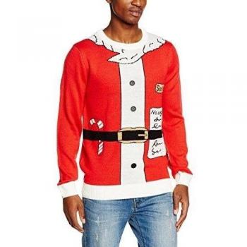 The Christmas Workshop 3D Jumper-Santa Suit, Suéter para Hombre, Rojo