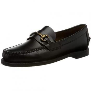 Sebago Classic Dan Women's Black Leather Loafers with Buckle