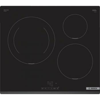 Bosch PUJ631BB5E TouchSelect - Encimera inducción encastrable, 60 cm, 3 zonas, zona de 28 cm, Ser. Círculo, Bisel delantero, negro