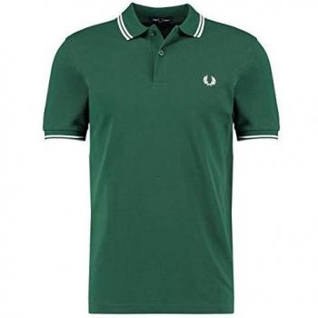 Fred Perry Men's Twin Tipped Pique Polo Shirt in Ivy/Ecru, Size Small