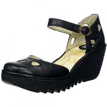 Fly London YUNA Women's Black Court Shoes with Ankle Strap
