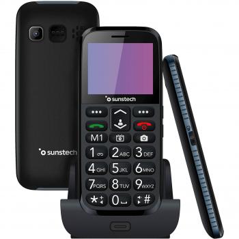 Sunstech CEL3 - Senior Phone de Pantalla y Teclas Grandes con botón de Emergencia. Color Negro
