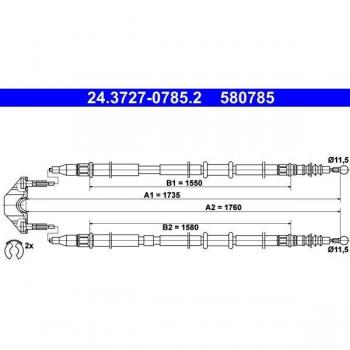 Cable de freno de estacionamiento ATE 24.3727-0785.2