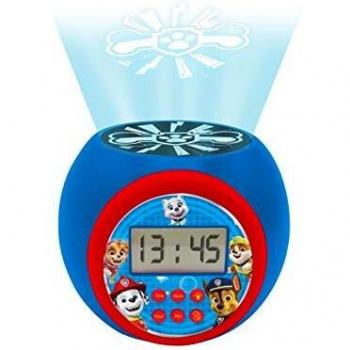 LEXIBOOK Reloj Despertador con Proyección de La Patrulla Canina, Cambio de Color LED y Función Temporizador