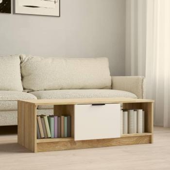 Mesa de centro Sonoma de madera blanca y roble multicapa 102x50x36 cm