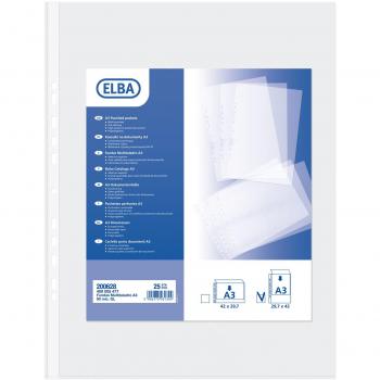 Elba 400005477 - Pack de 25 fundas polipropileno multitaladro, A3