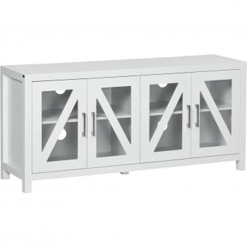Mueble TV de Salón HOMCOM con 4 Puertas de Vidrio Templado