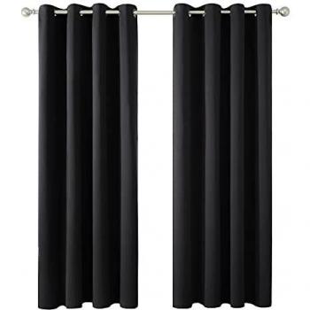 Amazon brand z umi cortinas salon opacas dormitorio moderno con ollaos 2 piezas 107x160cm negro