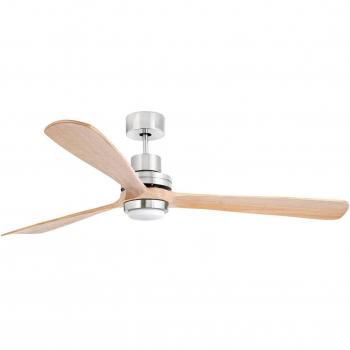 Ventilador de techo Lantau-G con luz LED y acabado en níquel mate
