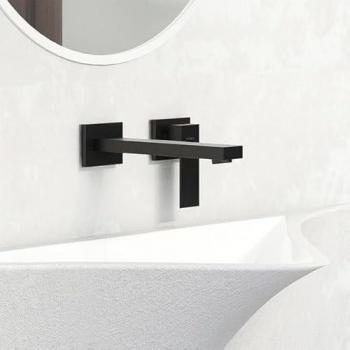 Mezclador de lavabo Steinberg Serie 160, instalación empotrada, 2 orificios, proyección 205 mm, color negro mate