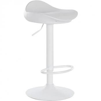 Taburete Alisson Faux ergonómico y regulable en altura de cuero sintético blanco