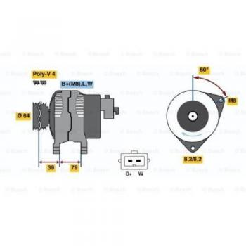 Alternador Bosch 0986043141 95A 14V para Ford Transit Mk4