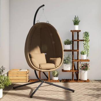 Silla suspendida del huevo con soporte de acero y tela gris topo