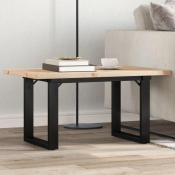 Mesita de Café O-Frame 80x50x40,5 cm Madera Maciza de Pino y Hierro Fundido