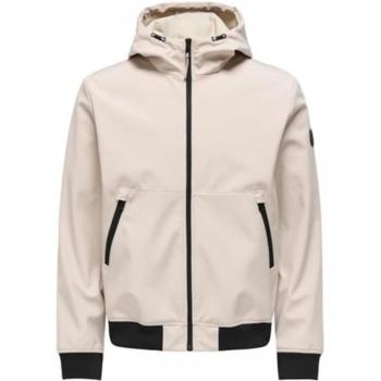 Only & Sons Men's Bowie Softshell Bomber Jacket with Hood, Silver Lining