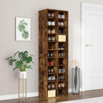 Zapatero Smoke 54x34x183 cm Multicapa Madera con acabado en roble ahumado