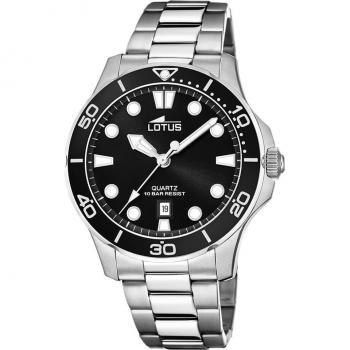 Reloj Lotus Excellent 18759/3 para Hombre con Esfera Negra y Correa de Acero Plateado