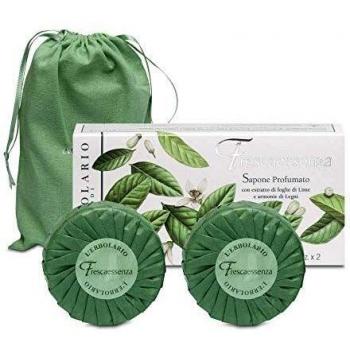 L'Erbolario Frescaessenza Jabón perfumado con bolsa de algodón, 100 g, 2 unidades