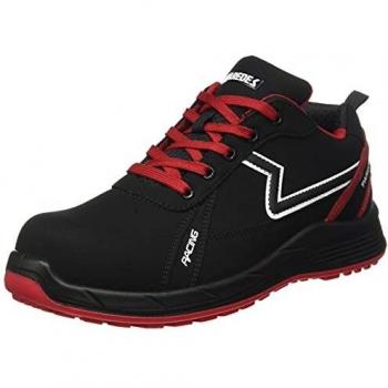 Paredes Alonso, Zapato Industrial Hombre, Negro y Rojo, 44 EU