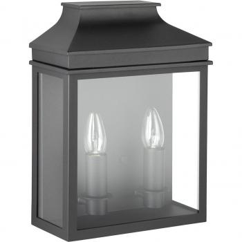 Aplique de exterior British IP44, 2x E14, color negro