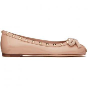 Valentino Garavani Women's Rockstud Leather Ballet Sandals in Pink, Size 35