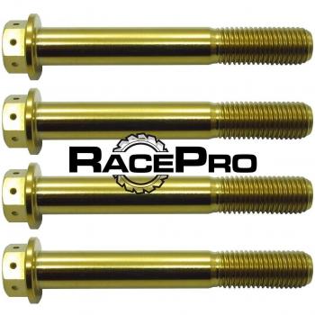 4x RacePro - Oro Perno De Caliper Titanio Perforado De La Raza - Suzuki GSXR750 2007