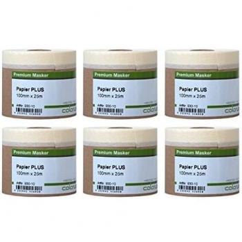 6 x Colorus masker Tape Plus 25 m con precinto 10 cm Cover Quick Papel masker 100 mm banda cubierta con pintor cinta adhesiva