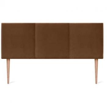 Cabecero de Terciopelo Liso Modular Acolchado Alta Gama 145x105cm con Patas de Madera para Cama 135/140 - Marrón Moderno