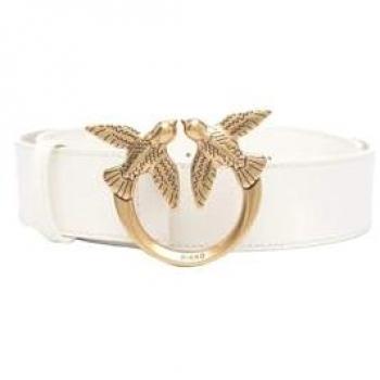 PINKO Women's White Leather Belt Size M