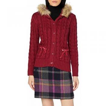 Joe Browns Funky Fur Hood Cardigan Chaqueta Punto, Rojo