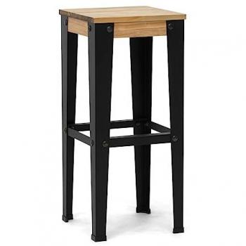 Pack 2 Uds. Taburetes Lunds Negros en Madera Maciza de Pino Acabado Vintage Estilo Industrial Box Furniture