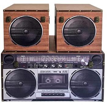 Cajas Reproductor Altavoz Decorativas Marrón Vintage - Pack de 3 Unidades 40x80x40cm
