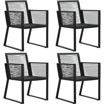 vidaXL Garden Chairs 4 pcs Rope Rattan Black